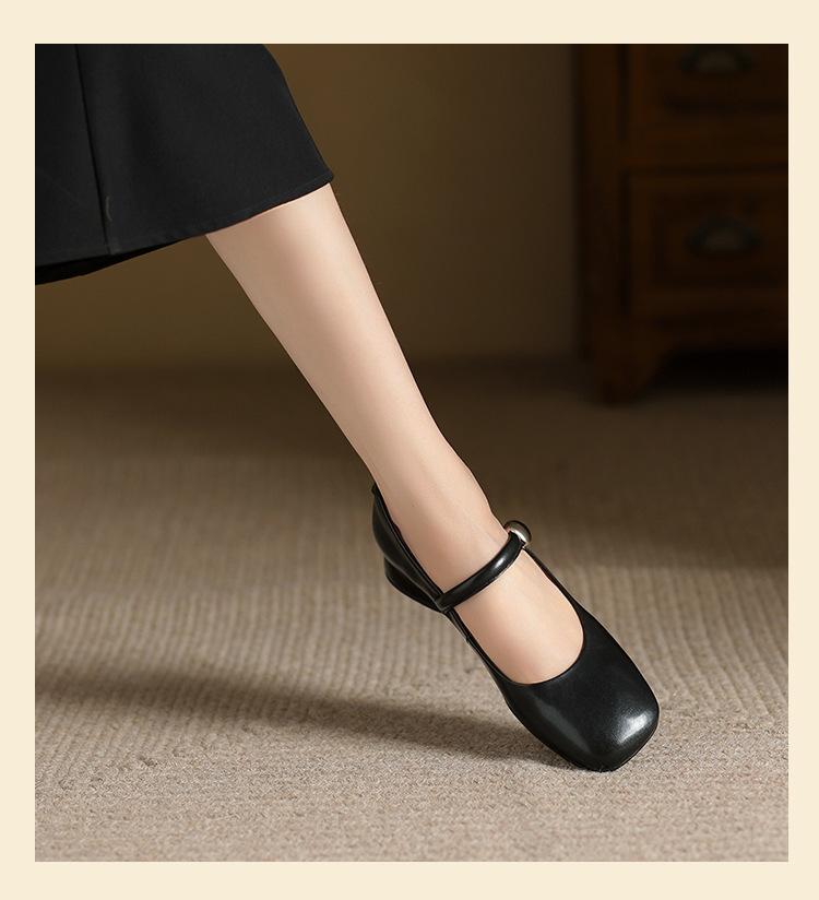 

High-end thick-heeled Mary Jane shoes women s 2024 new spring Korean version retro temperament high-heeled single shoes 40 чорний