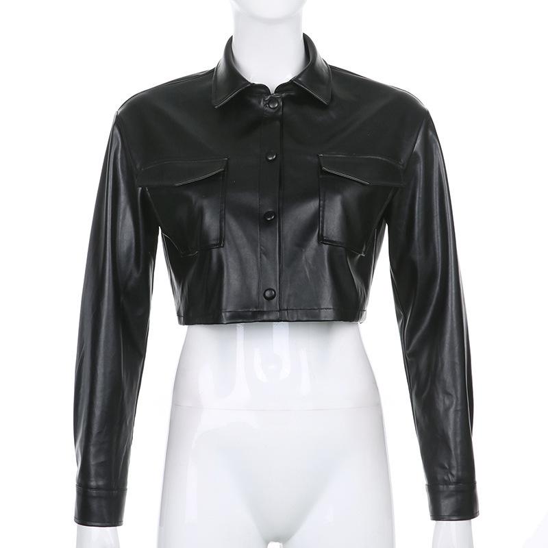 2024 Fall/Winter European & American Style Women's PU Leather Crop Jacket