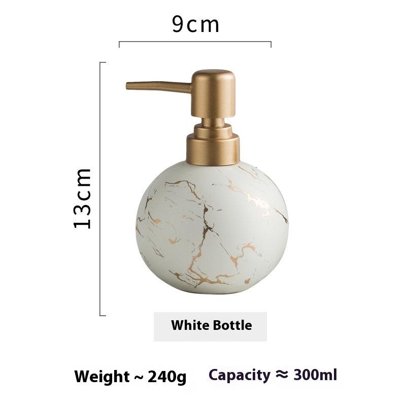 Round Ceramic Soap Dispenser Shampoo Lotion Bottle Modern Shower Gel Hand Wash Lotion Press Bottle Marble Bathroom Accessories