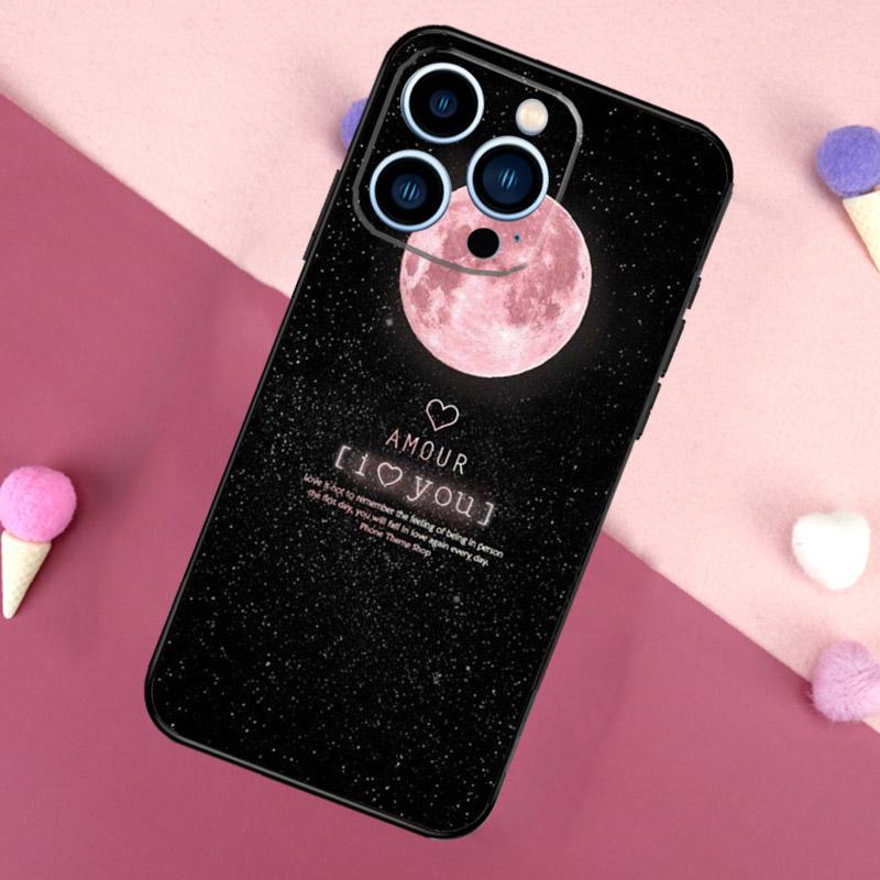 Black Moon Stars Space Astronaut Phone Case For iPhone 17 16 Pro Max 17 Air 16E 13 12 Mini 14 15 Plus 11 Pro Max Back Cover