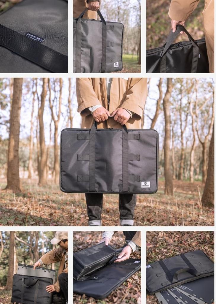 CAMPING MOON Field Rack, Aluminum Top, Tactical Table, Table One Worktop, Storage Bag, Black, Black Gear ZS-B