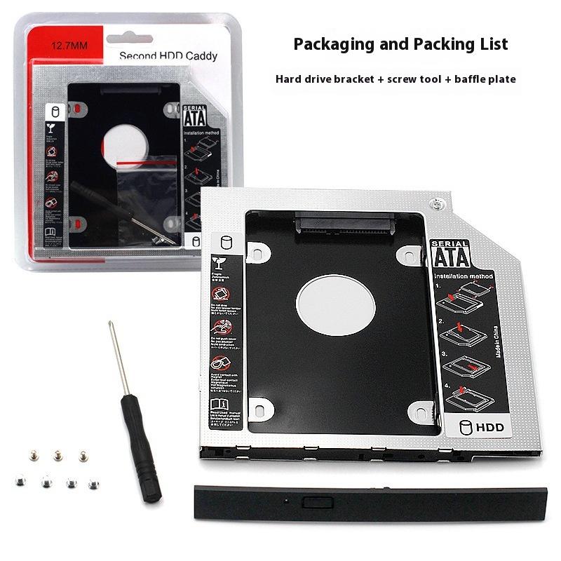 1 Set 2.5" Ssd Cd Dvd a Custodia Alloggiamento per Hdd Cd-Rom Odd Optibay Plastica Alluminio Universale 9.5/12.7Mm Sata 3.0 Caddy per Secondo Hdd