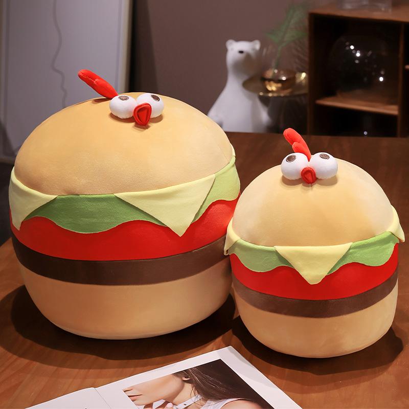 55cm Burger Chicken Plush Toy Cushion Stuffed Plushies Sofa Throw Pillow Ornament Creative Hamburger Gifts For Girls Kids Favors