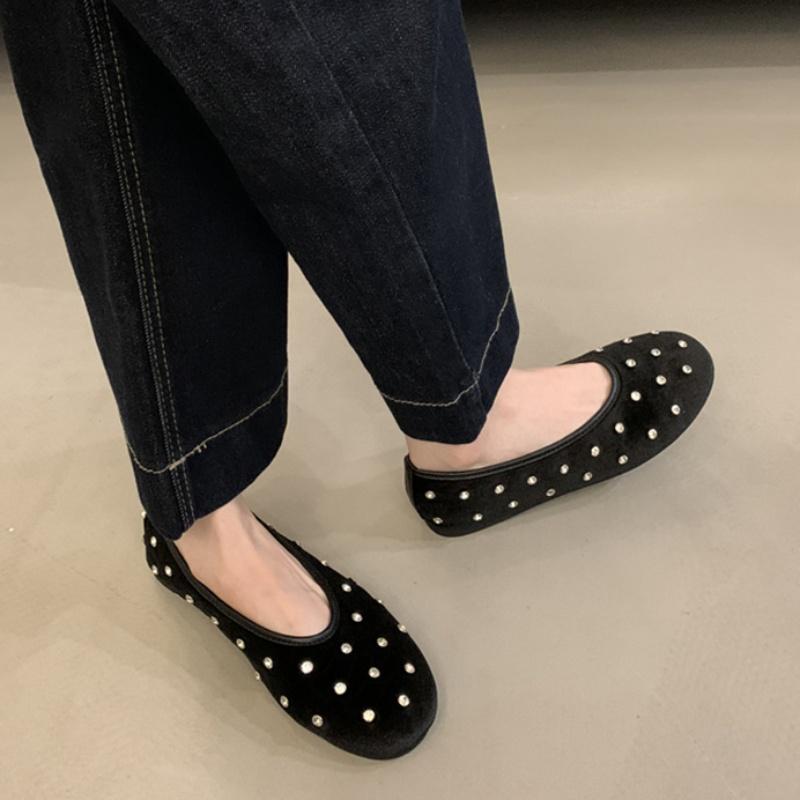 Fashion Bailamos New Brand Women Flat Shoes Fashion Polka Dots Round Toe Shallow Slip On Boat Shoes Outdoor Dress Single Shoes