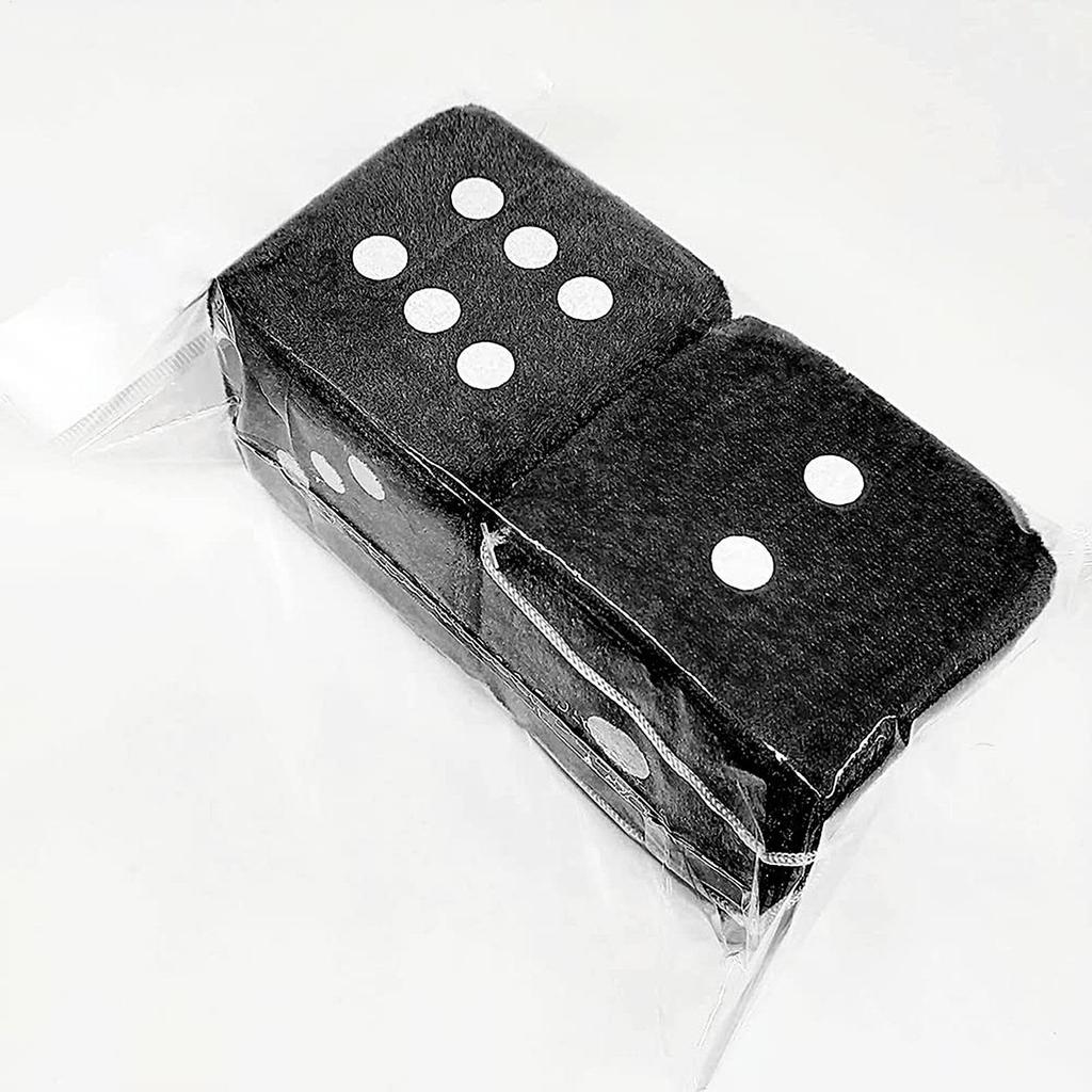Fluffy Plush Dice for Car Mirror - Retro Square Miller - Pair of Hanging