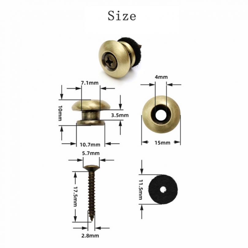 2 uds cerradura de correa de guitarra botón de Metal antideslizante clavo trasero 3 colores ajuste opcional para guitarra eléctrica acústica bajo ukelele