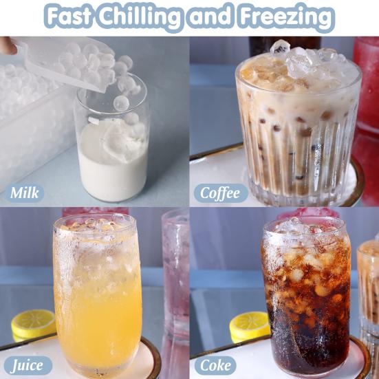 Mini Ice Cube Tray with Shovel And Storage Box Easy Release Ice Mold 104 Cubes Ice Ball Maker for Freezer Chilling Drink Coffee Juice