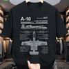 Jet Blueprint Grafik-T-Shirt für Herren, lässiges T-Shirt für Luftfahrtbegeisterte