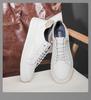 Men's White Leather Low-Top Sneakers - Casual Round Toe