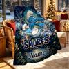 Custom Name Personalized The Smurfs Print Blanket, Home Decor, Bedroom, Sofa, Camping, Couch, Gifts for Birthday Christmas