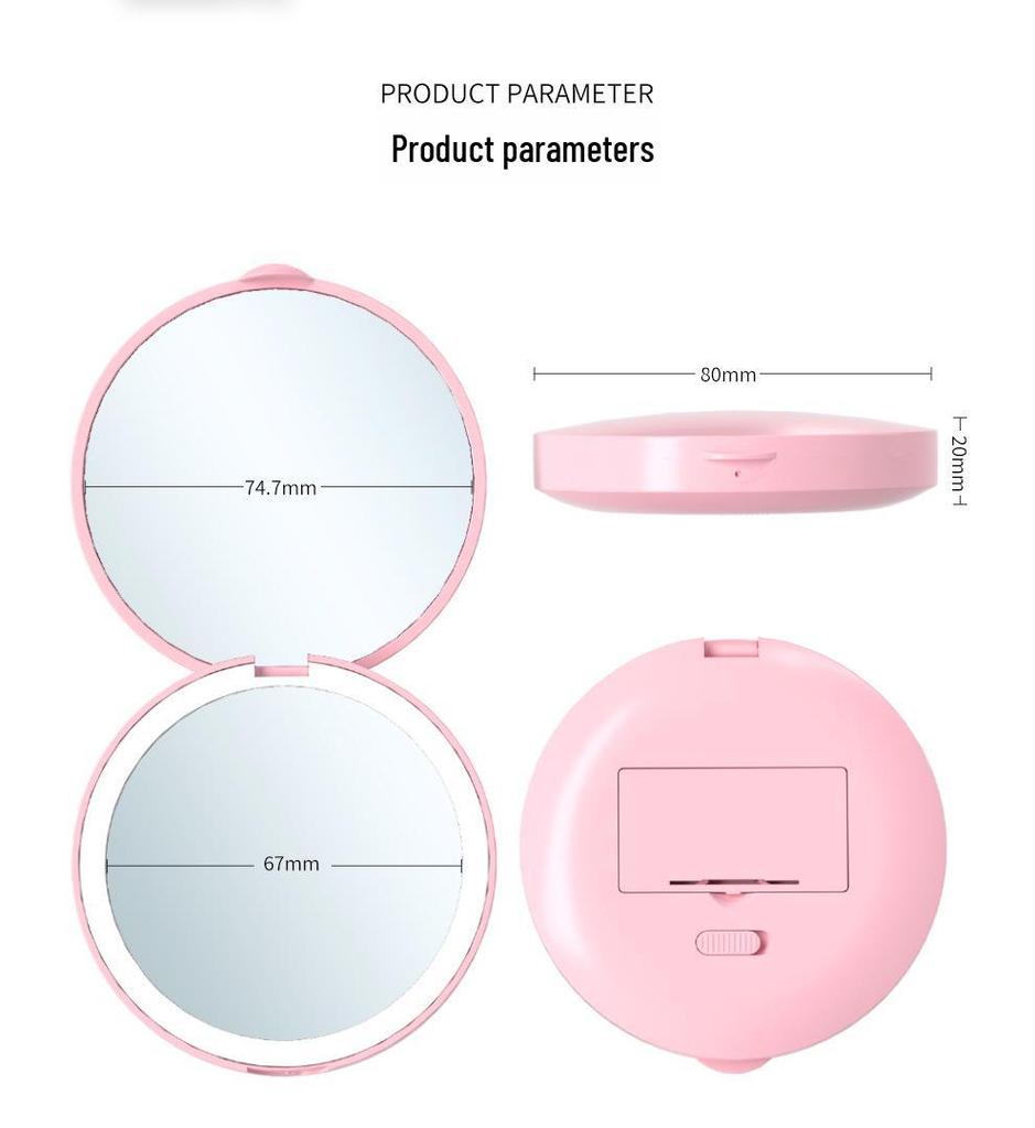 Portable LED Mini Makeup Mirror with Monochrome Light - Handheld and Battery Operated