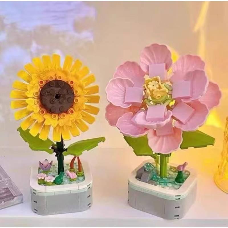 Lotus Sunflower Diy Hyacinth Lily Of The Valley Building Blocks Gift Decoration