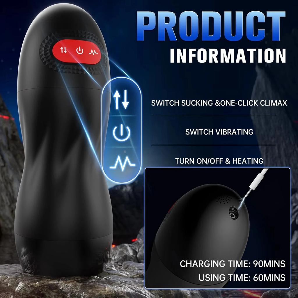 Automatic Male Sucking Mastubator Vibration Heating Sound Masturbation Cup Pocket Pussy Real Vagina Adult Sex Toys for Men