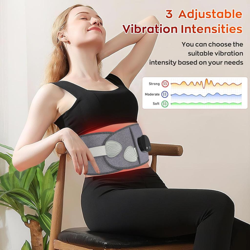 Cordless Heating Pad with Massager for Lower Back Pain Relief,Portable 65 Inch(about 165.1 cm)Wearable Wrap 3 Vibration and 3 Heating levels,For