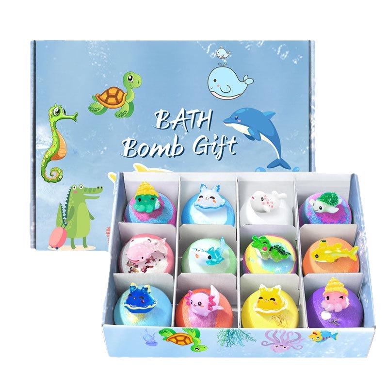 Children's Ocean Bath Bombs with Hidden Toy - Gift Box of Bath Salt Balls