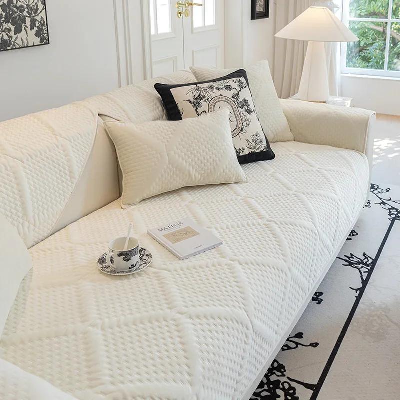 Velvet Sofa Cover Adjustable Sofa Seat Cover Living Room Sofa Covers Quilting Sofa Pad Removable Slipcover Nordic Couch Covers