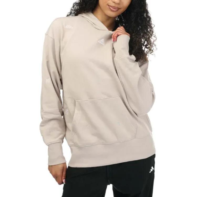 adidas Cristaux de Guérison Inspiré Sweat-shirt à Capuche Manches Longues Femme Sweat-shirt Gris Marron IC8684