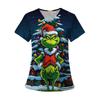 Women's Fashion Printed Short Sleeve V Neck Pattern Tops Pocket Working T-shirts