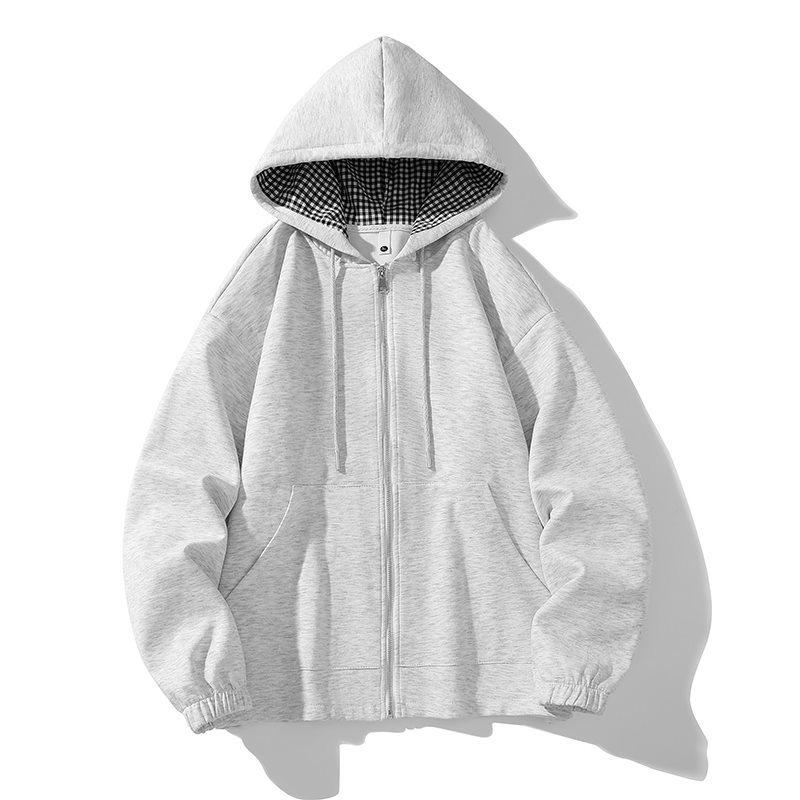 Autumn Winter Unisex Heavyweight Loose Hooded Cardigan - Trendy Solid Color Men s Outerwear Medium