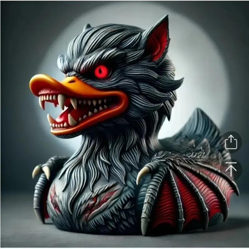 Halloweenská rozverná hororová pryskyřičná figurka kachny, Vlkodlačí čarodějnická mutantní kachna, Ideální pro vánoční, velikonoční, díkůvzdání dekoraci