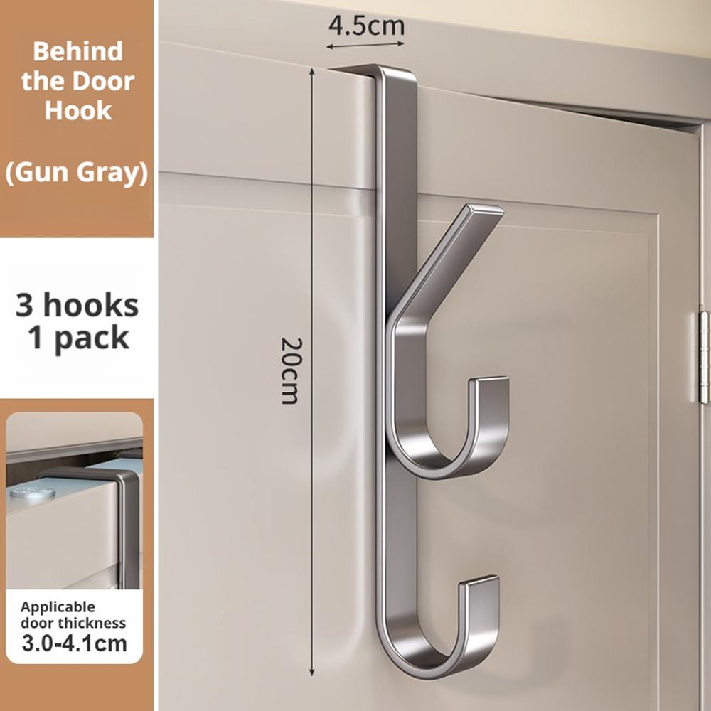 Door Hanging Hook Free-Punch Metal Over Door Rack Coat Hat Bag Hanger Storage For Bathroom Bedroom Wardrobe
