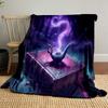 "Magical Lamp and Enchanted Book" Patterned blanket, flannel, suitable for all seasons, home decor, warm and cozy