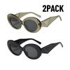 2PACK New Ellipse Sunglasses Women Brand Designer Leopard Sun Glasses Female Trending Shades Steampunk Eyeglasses Goggle UV400
