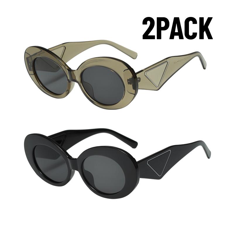2PACK New Ellipse Sunglasses Women Brand Designer Leopard Sun Glasses Female Trending Shades Steampunk Eyeglasses Goggle UV400