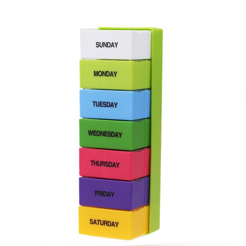 

Rainbow 7 Days Pill Box Organizer Plastic Storage Box Container Portable Medicine Pill s Case Weekly Pillbox Hat for Tablets New