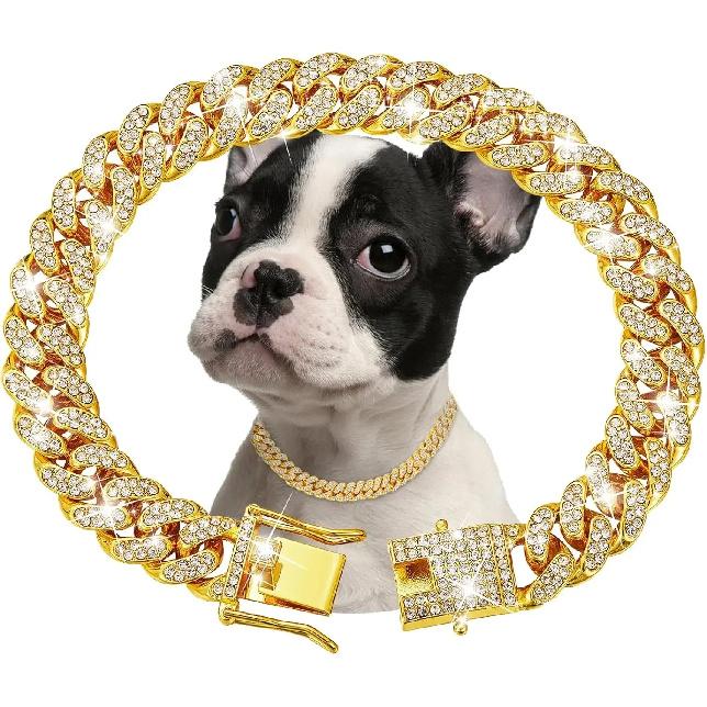 Hundekæde Halsbånd Luksus Guld Kæledyr Metal Kæde Halsbånd Til Små Mellemstore Store Hunde Katte Kæledyr Smykker Halskæde Tilbehør