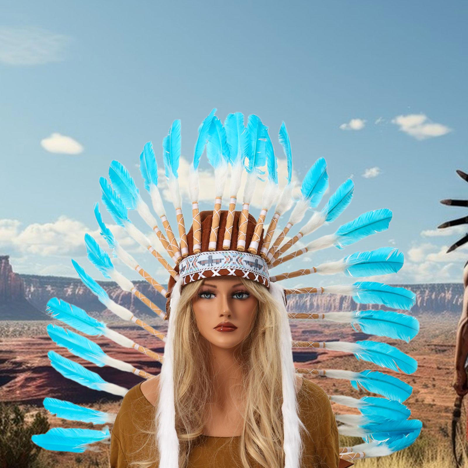 

Головной убор американского индейца, уникальный головной убор из перьев для маскарада