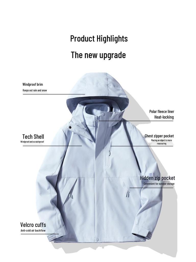 Camel Women's 3-in-1 Windproof Waterproof Mountaineering Jacket for Early Spring