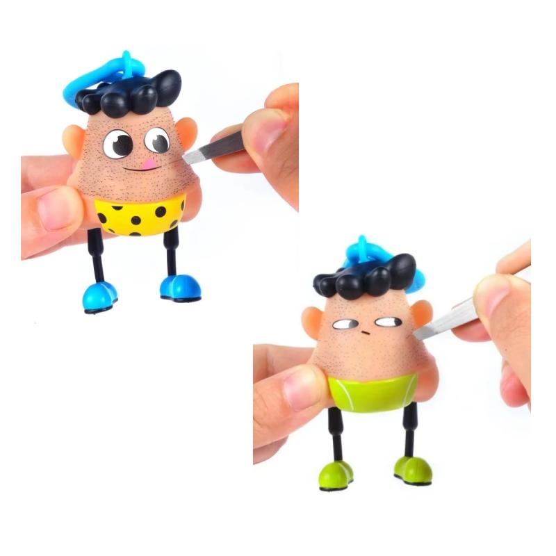 Novelty Plucking Blackhead Fidget Toys Cartoon Pulling Hair Beard Skin Picking Keychain Pimple Anti Stress for Kids Adults Gifts