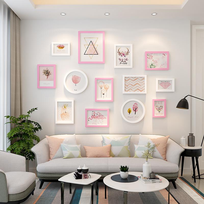 Living Room Photo Wall Decoration Creative Combination Photo Frame Without Punching Holes Landscape Painting Wooden Frame