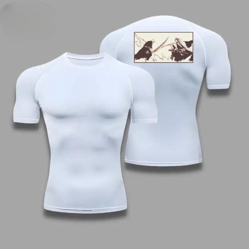 Men's Compressed Shirt Sports Quick Drying Fitness T-shirt Bleach Sweat-Absorbent Jogging Cycling Outdoor 8 Colors Short Sleeve
