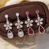 French Luxury Zirconia Flower Water Drop Ear Clip (No Piercing Required)