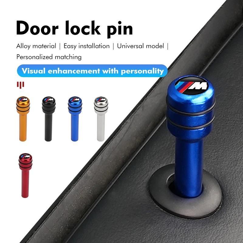 LJEEG1 2026 Car Sticker 4Pcs Car Door Lock Knob Alloy Security Insurance Pull Pins For BMW M E34 E36 E60 E90 E46 E39 E70 F10 F20 F30 X5