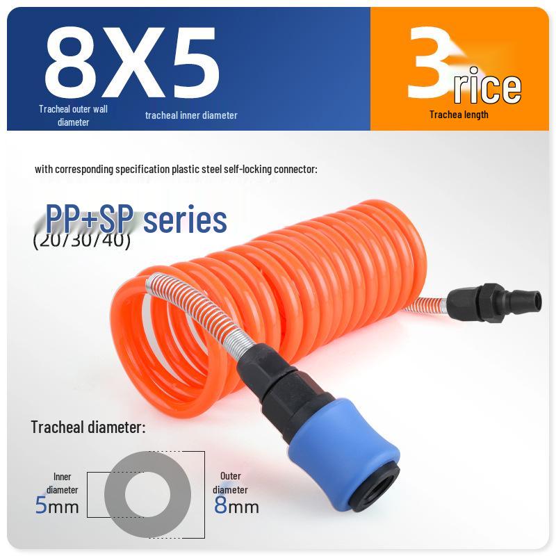 Hochdruck-Teleskop-Druckluftkompressor-Schlauch, Spiralschlauch, 8*5mm, 6/8/10mm