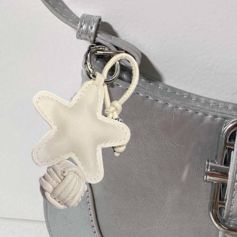 Handcraft Star Shape Keychain Accessory Hanging Pendant Stylish Faux Leather Designing Keyring for Bags and Keys