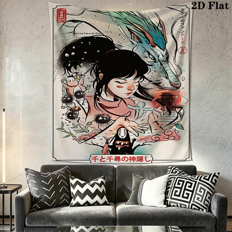 Prinzessin Mononoke Mythische Reise Wandteppich Wandmontage Mode Druck Hintergrundtuch Weihnachtsgeschenk Weich