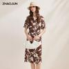 Zhaojun Women's Mulberry Silk Blend Abstract Print Dress