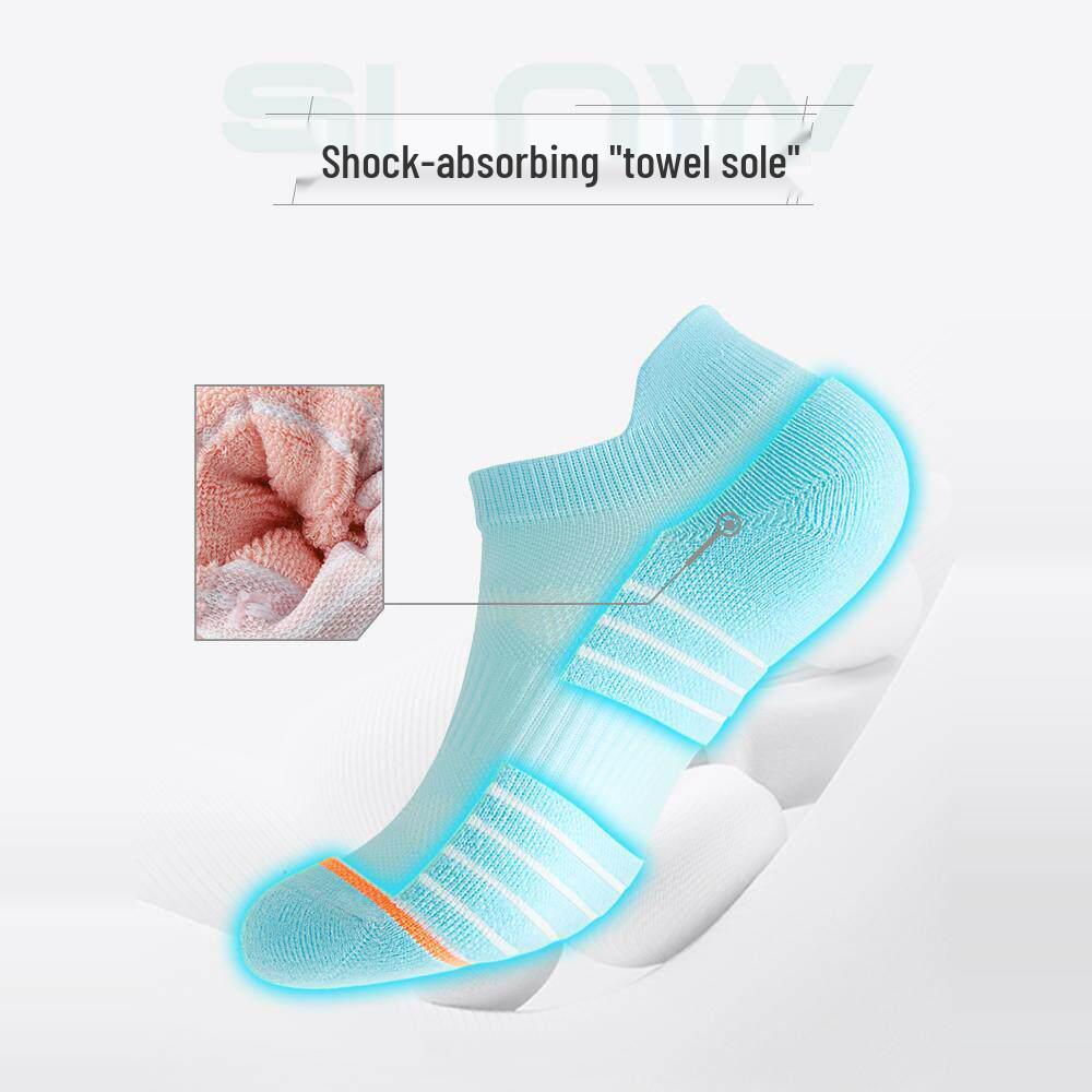 Women's Summer Mesh Breathable Sports Socks - Running, Marathon, Badminton, Boat Socks, Terry Loop Bottom, Short Style