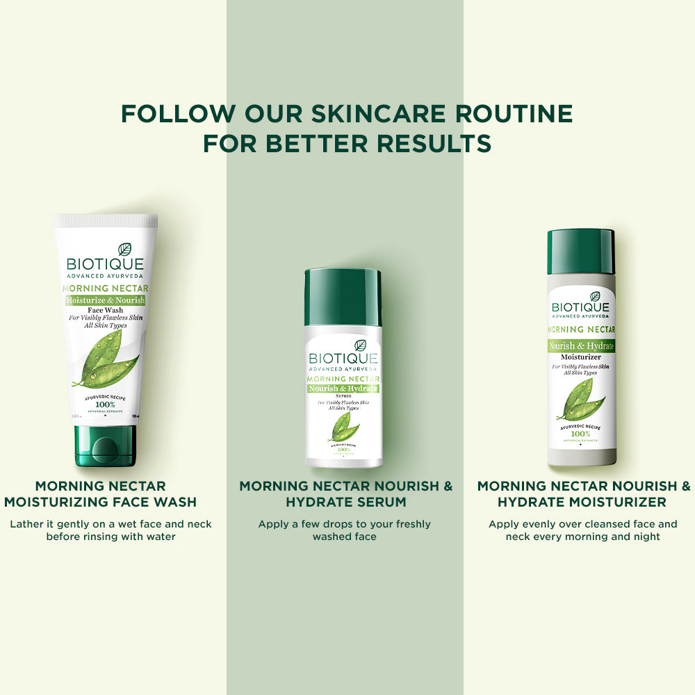 Biotique Morning Nectar Makelloses Serum 40ml – Gegen dunkle Flecken, Feuchtigkeitsspendend, Aufhellend für alle Hauttypen