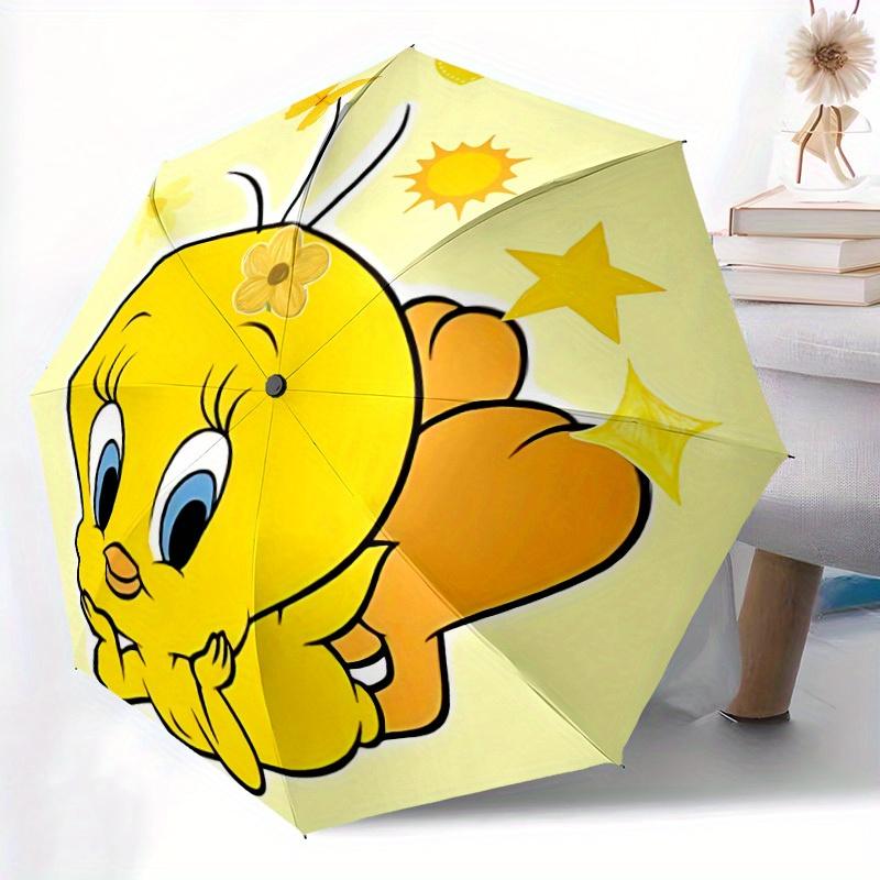 1pc Tweety Bird Looney Tunes Automatic Open/close Folding Portable Umbrella with 8-Rib Structure for Women/Men, All-Season Use  a0901026