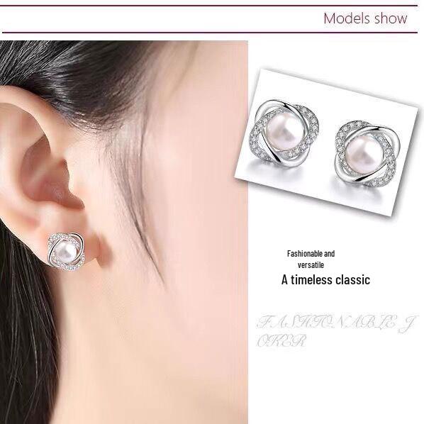 

Серьги-розы с жемчугом: Элегантные и модные персонализированные украшения для женщин, японская и корейская мода. Silver Pearl