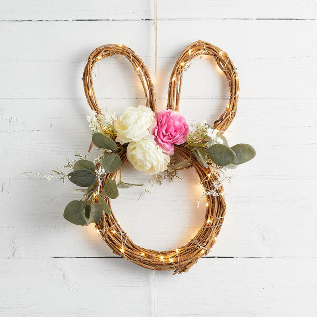 Easter Bunny Vine Hoop Handcrafted Flower Circle Handmade Decoration Spring Door Hangings Rabbit Garlands Accessory