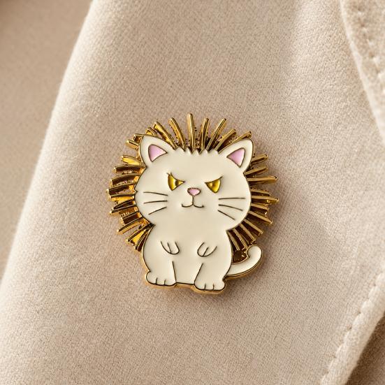 Yousheng Enamel Animal Pin, Cartoon Cat Dog Panda Lion Design Brooch, Scratch-Resistant Lapel Badge Small Accessories for Jackets Bags Hats