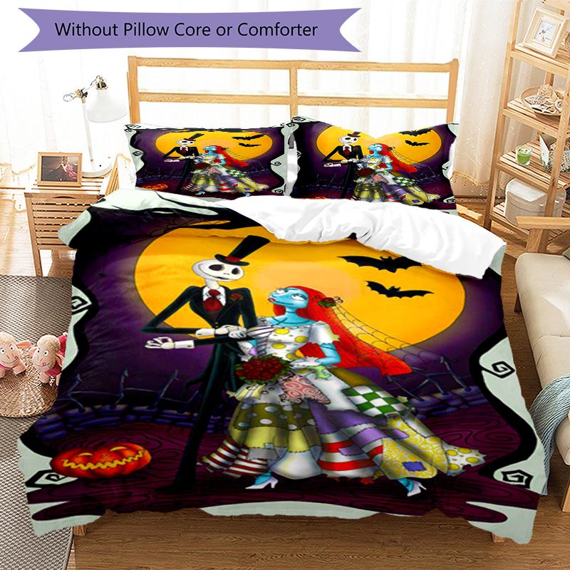 3pcs The Nightmare Before Christmas Bedding Set Duvet Cover Closure Includes 1 Duvet Cover & 2 Pillowcases, Soft and Comfortable for All Seasons.