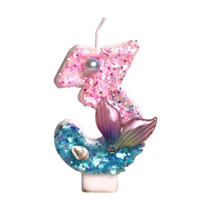 

Ocean Mermaids Themed Birthday Number Candle Paraffins Wax Safe For Kids Girls Parties And Cake Toppers Decorations