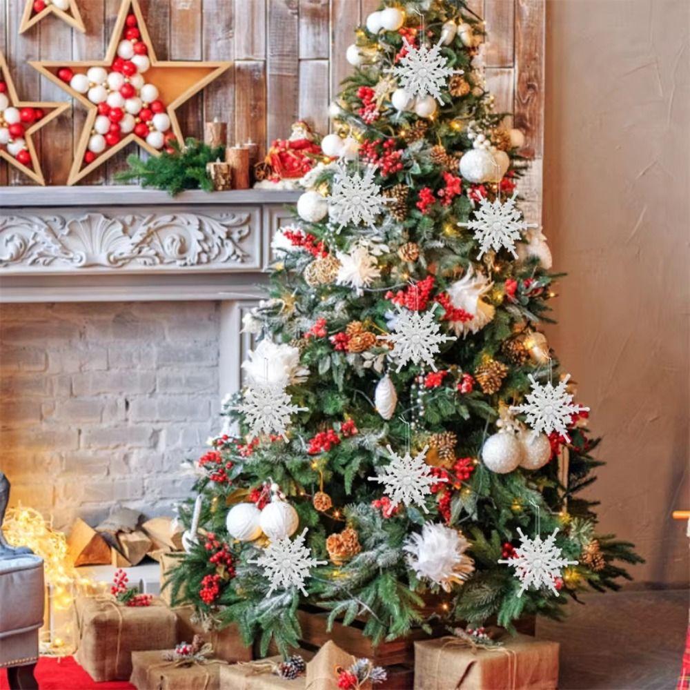 Acrylic 3D Snowflake Decoration Ice White Snowflake Tree Decoration  Christmas Tree